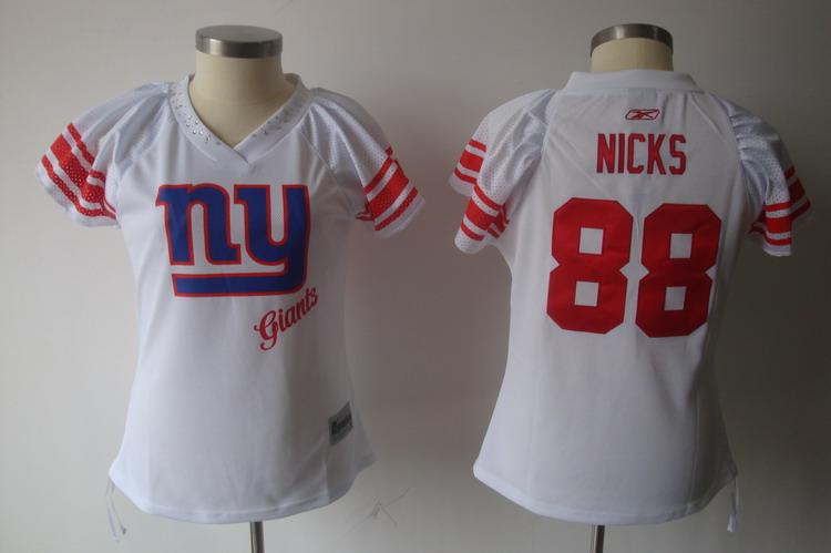 Giants #88 Hakeem Nicks White 2011 Women's Field Flirt Stitched NFL Jersey - Click Image to Close